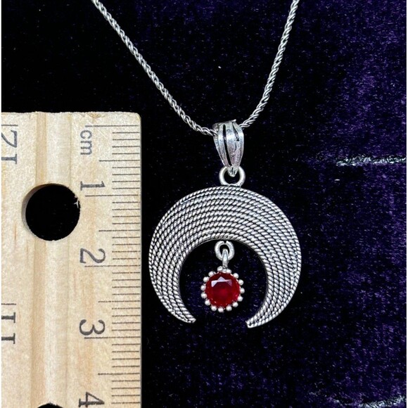 925 Sterling Silver Turkish Filigree Moon Necklace for Women, NEW,HandmadeGift - Picture 2 of 6